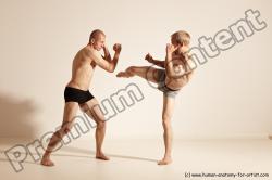 Underwear Martial art Man - Man White Moving poses Slim Short Blond Dynamic poses Academic